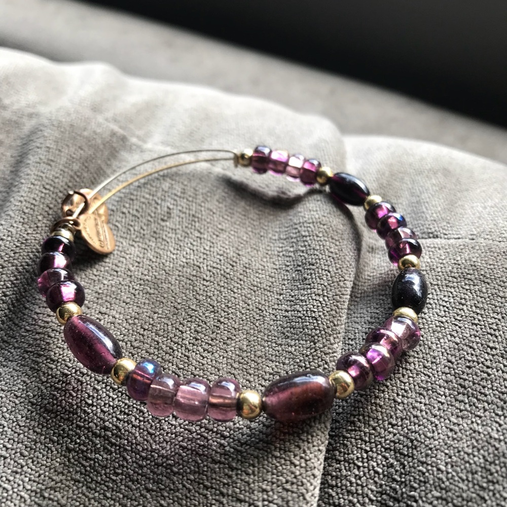 Alex and Ani purple beaded bracelet